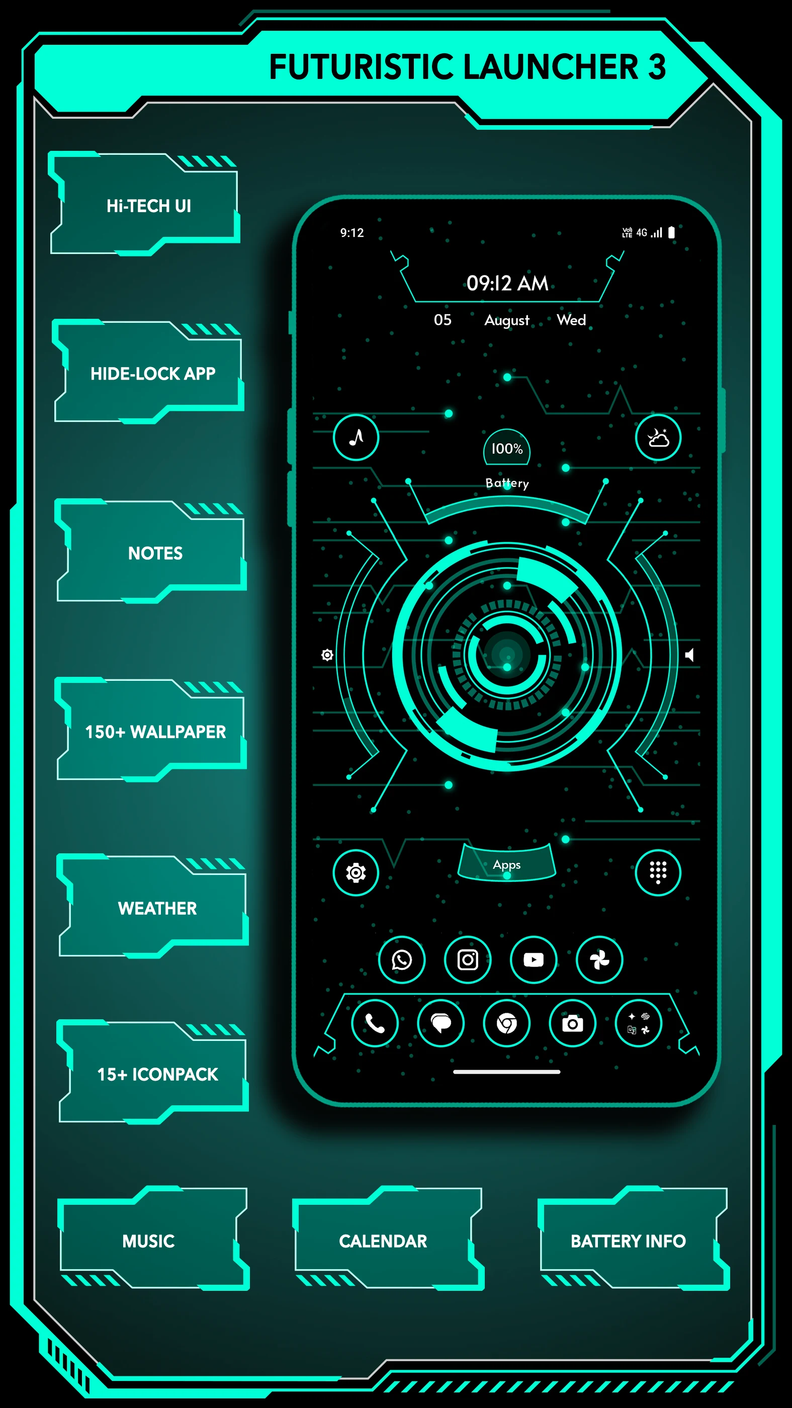 Futuristic Launcher 3 - HiTech screenshot
